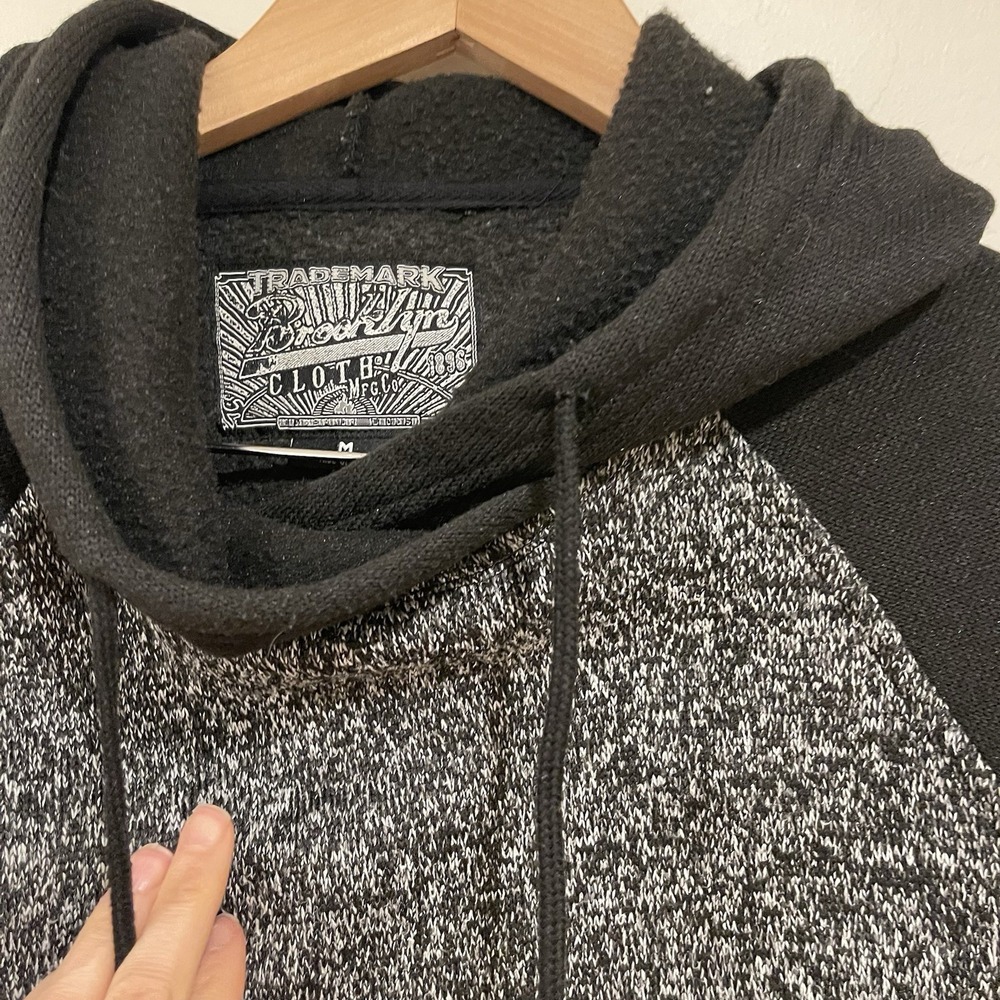 Brooklyn Cloth Men's Marled Knit Hoodie Black Grey Urban Cozy Core Streetwear M - Picture 3 of 9